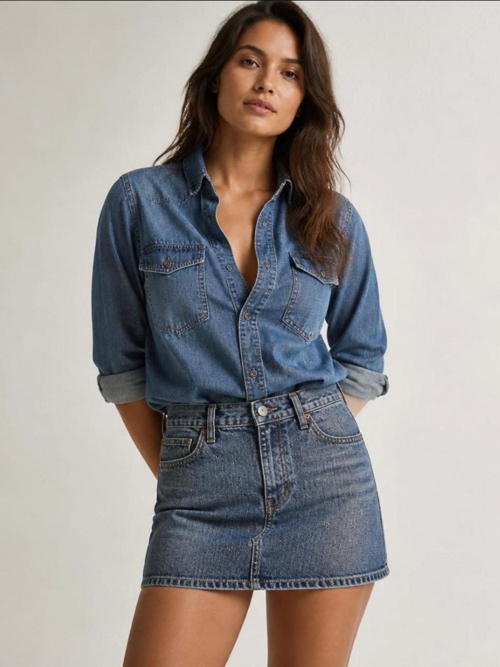 Loft Women’s Denim Light Wash Mini Skirt Size 2/26